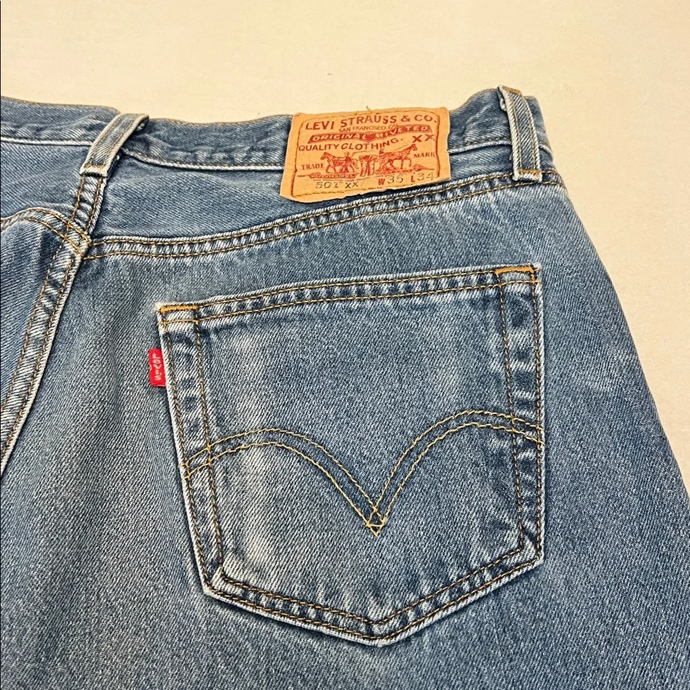 Y2K LEVI’S 501xx VINTAGE STRAIGHT LEG GRUNGE DISTRESSED BUTTON FLY JEANS 32x30